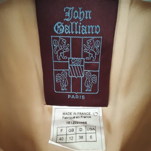 GOLD RAW SILK JACKET John Galliano Designer Tweed Black Velvet Cuffs BLAZER - Picture 3 of 7